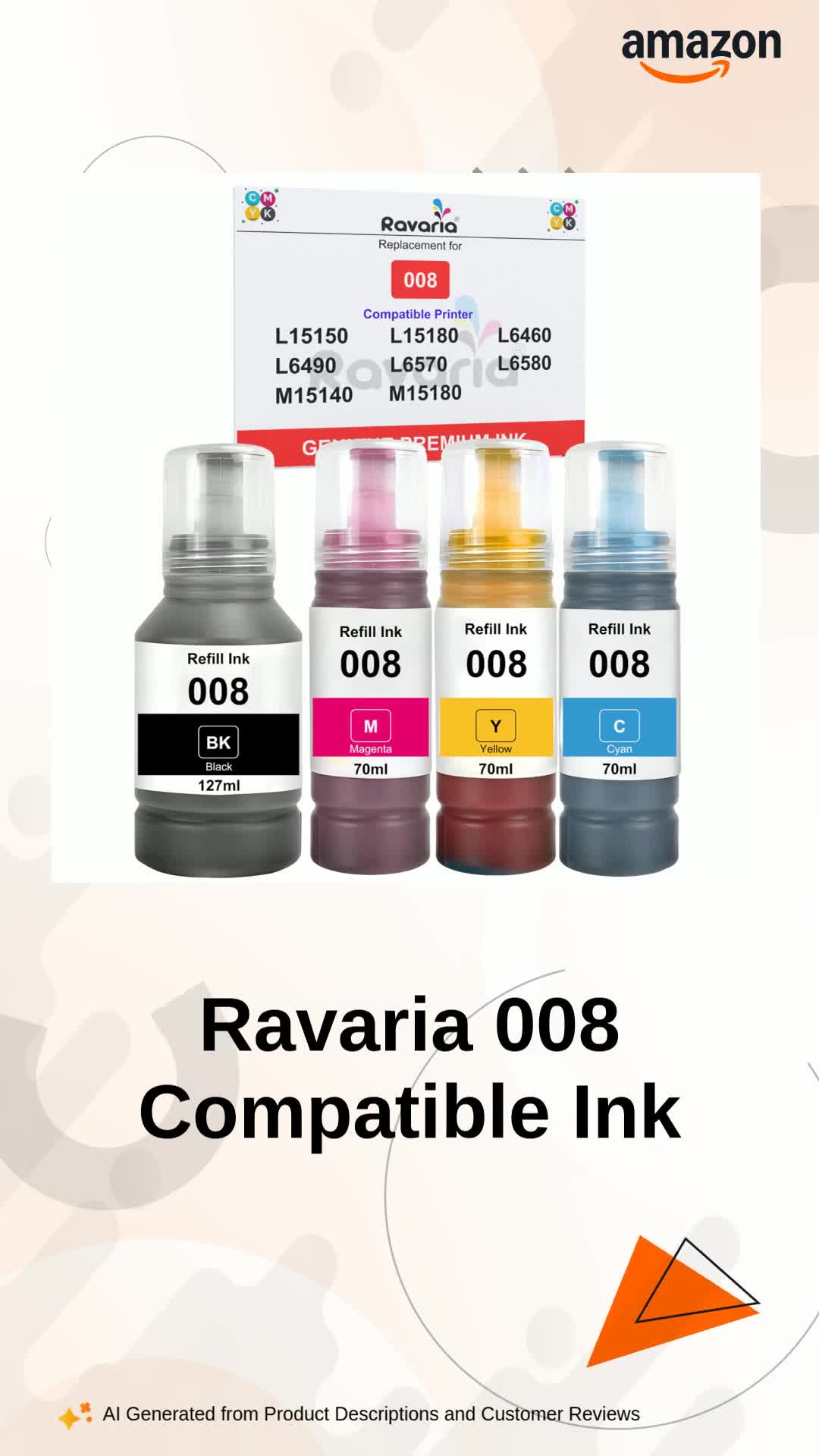Ravaria 008 Compatible Ink For Epson Printer